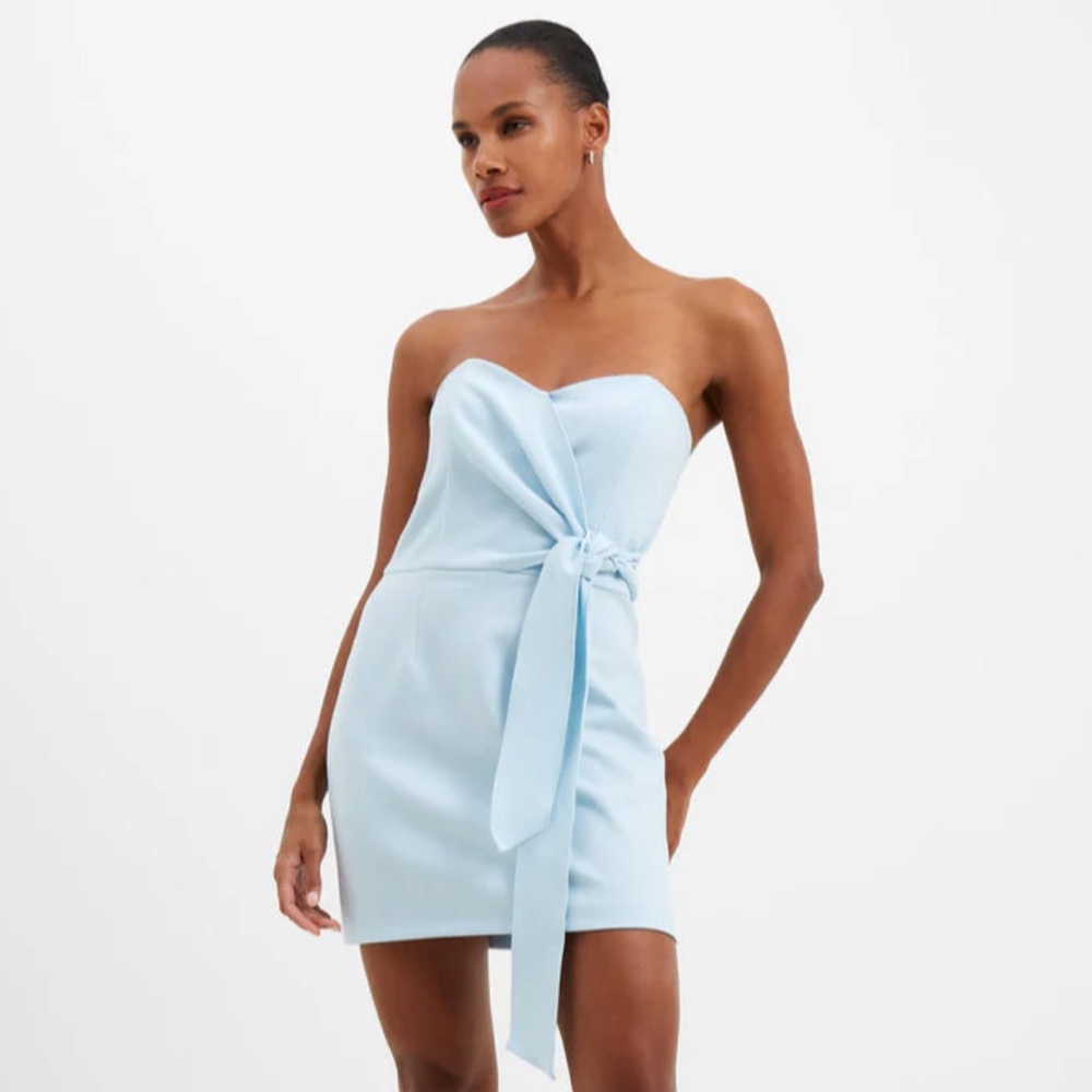 French Connection strapless blue dress